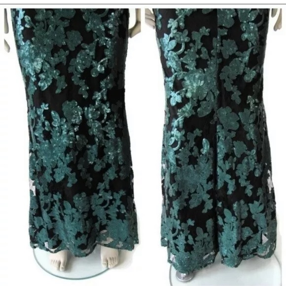 Badgley Mischka Black & Green Sequin Lace Ivy 2 - Picture 5 of 7